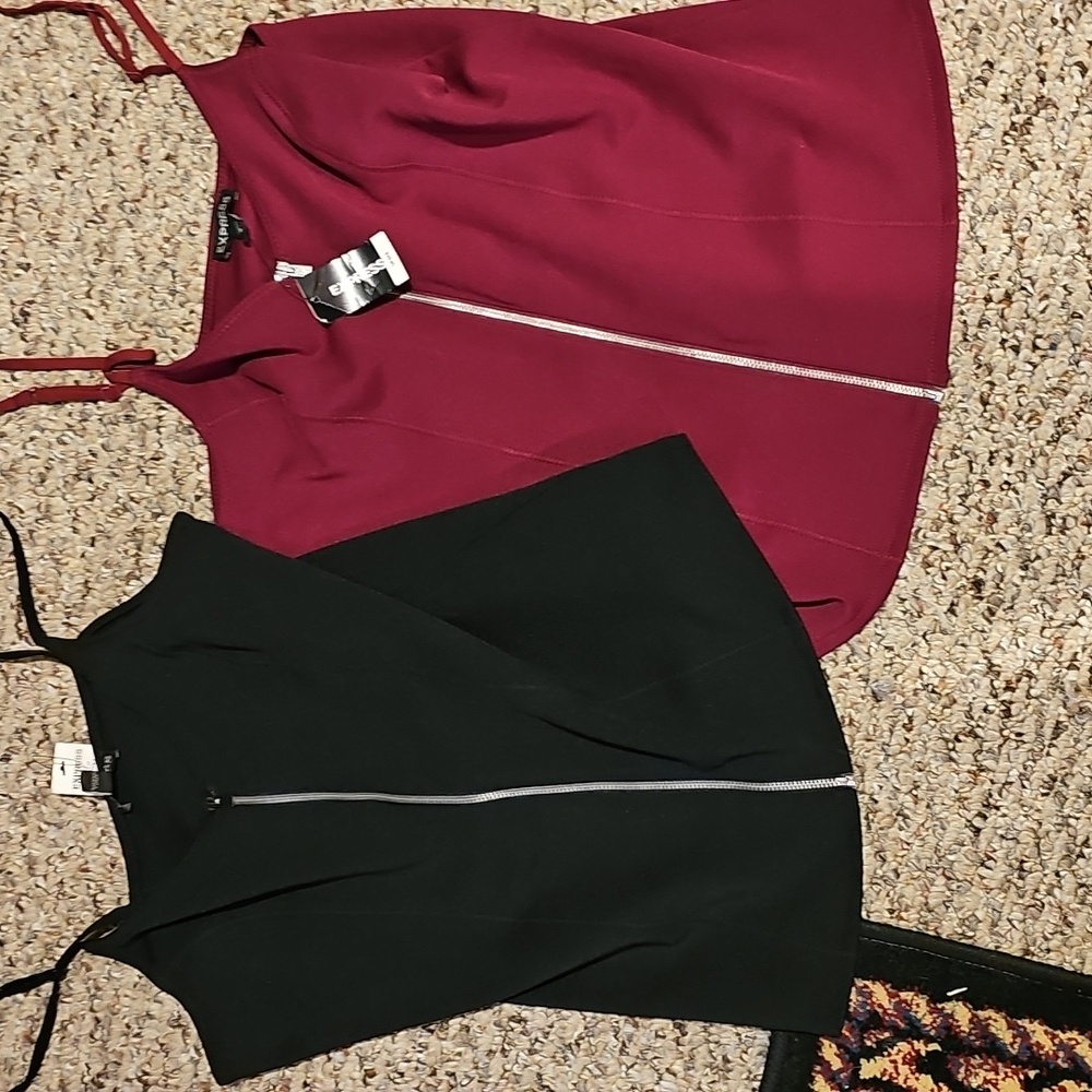 2 BRAND NEW EXPRESS VESTS...SIZE M.....1 BLACK  1 BURGUNDY